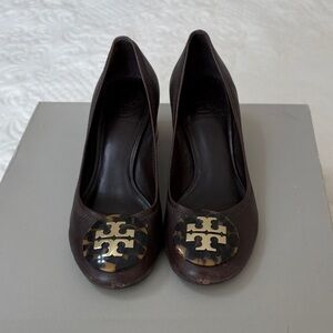 Tory Burch Dark Brown Flats with Gold Accent
